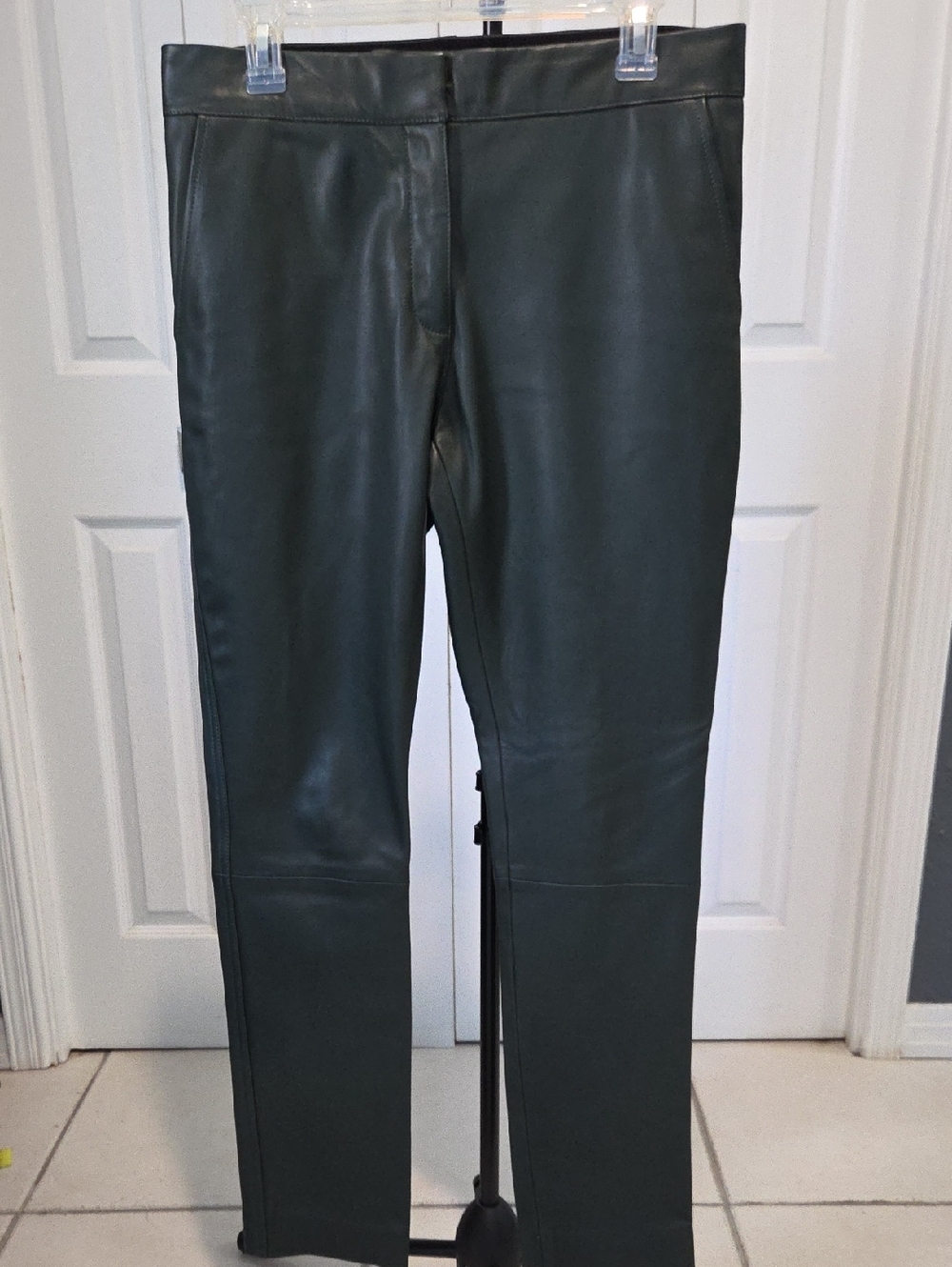 Sz 8 - Tory Burch Dark Green Leather Pants